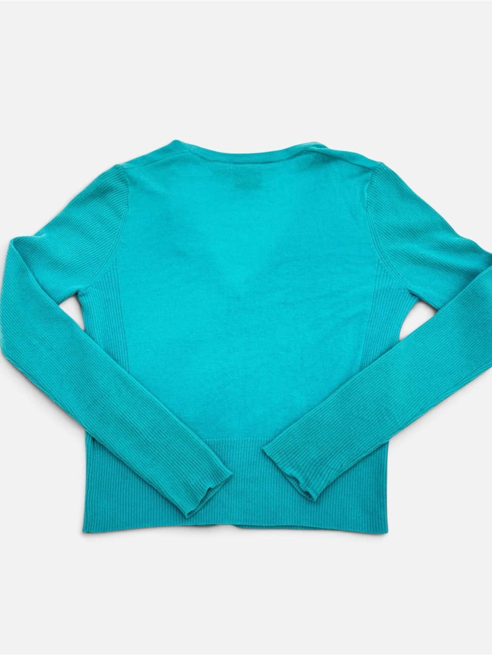 Tory Burch Cashmere Cardigan Gold Logo Buttons Tiffany Blue Size Small - Picture 6 of 13